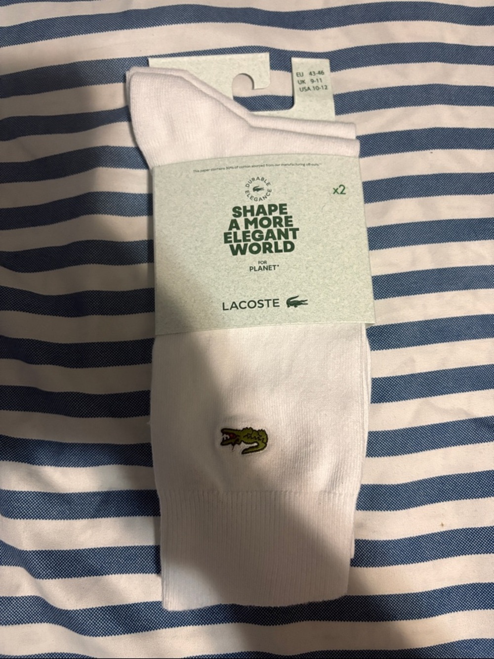 Lacoste White Ankle Socks with Green Crocodile Logo